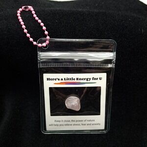 Genuine NEW Rose Quartz Crystal Stone Unisex OS Pink Healing Energy Pocket Charm